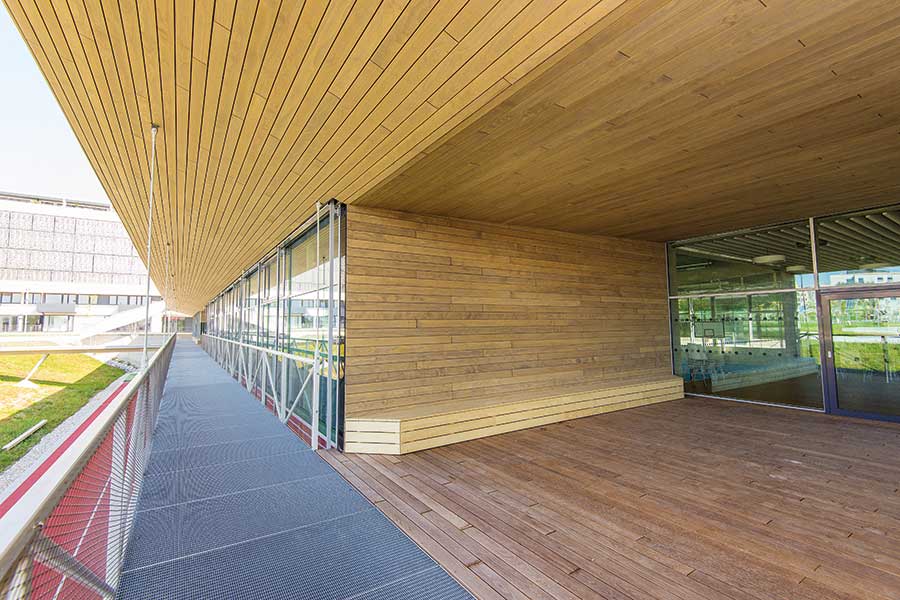 Accoya, als ein ideales Holz für den Außenbereich, wurde beim „Bildungscampus“ Seestadt Aspern in Wien eingesetzt. | (c) heholz/big