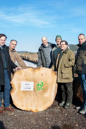 Gruppenbild (v.l.): Forstdirektor der Landwirtschaftskammer NÖ Werner Löffler, Präsident der Landwirtschaftskammer NÖ Johannes Schmuckenschlager, Obmann der Bezirksbauernkammer Baden Johann Krammel, Waldverbandsobmann Franz Fischer, Obmann der Bezirksbauernkammer Mödling Johann Tröber, Landes-Forstdirektor Hubert Schwarzinger und Hannes Bendl vom Waldverband NÖ.